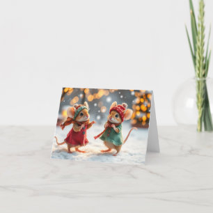 Cute Mice Julafton Card Tack Kort