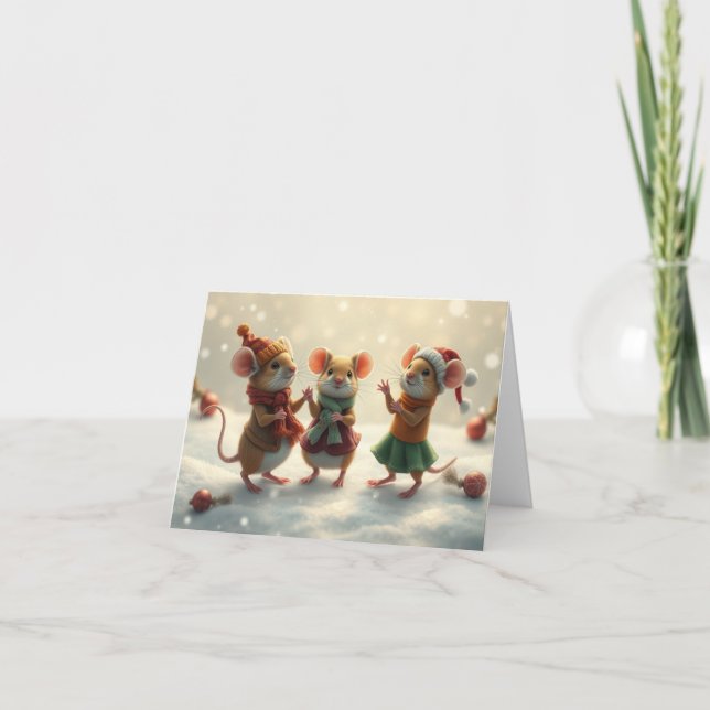 Cute Mice Julafton Card Tack Kort (Framsida)