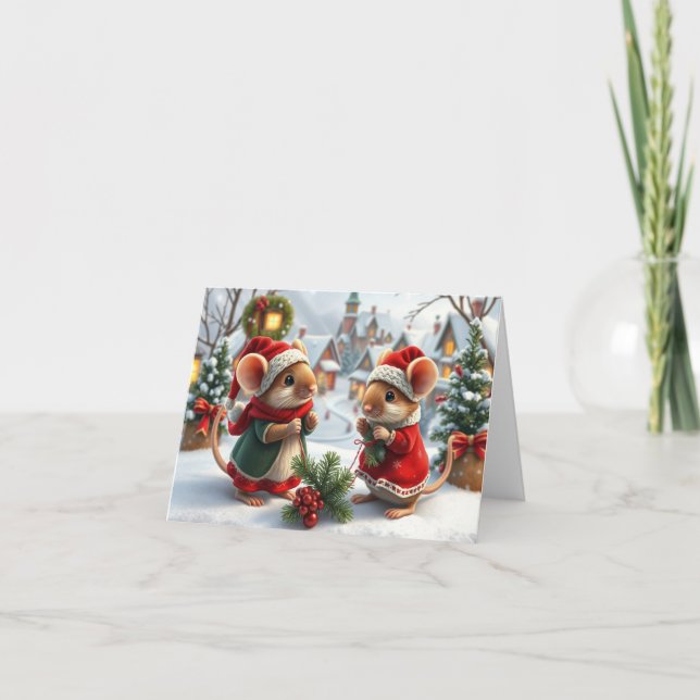 Cute Mice Julafton Card Tack Kort (Framsida)