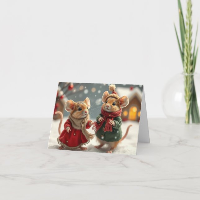 Cute Mice Julafton Card Tack Kort (Framsida)