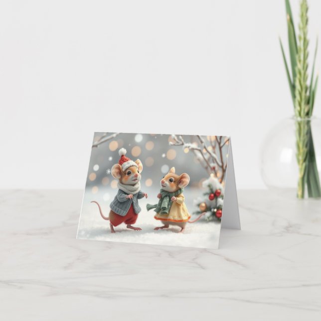 Cute Mice Julafton Card Tack Kort (Framsida)