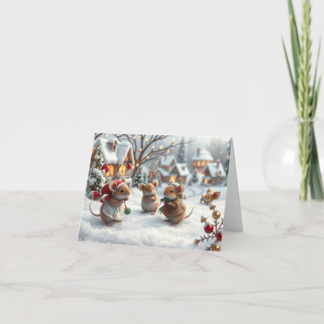 Cute Mice Julafton Card Tack Kort (Framsida)