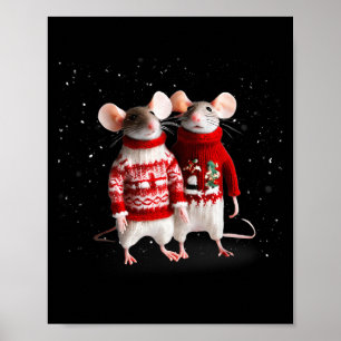 Cute Mice på en snödag Bild-dag i julsvensk Poster
