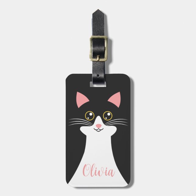 Cute Mid Centres svart katt porträtt Bagagebricka (Vertikal Framsida)