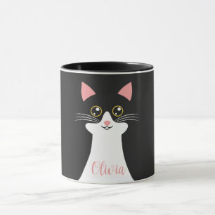 Cute Mid Centres svart katt porträtt Mugg