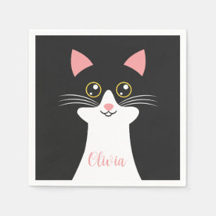 Cute Mid Centres svart katt porträtt Pappersservett