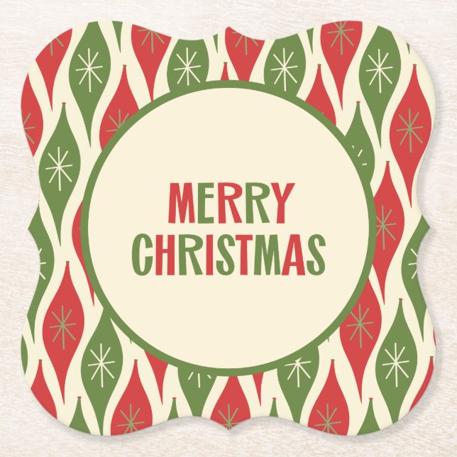Cute Mid Century Modern Retro 50s God jul Underlägg Papper (Framsida)