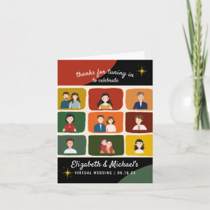 Cute Mid Century Stil Virtuellare Video Bröllop Fo Tack Kort