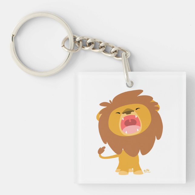 Cute Mighty Roaring Lejon Tecknad Acrylic Keychain (Framsidan)