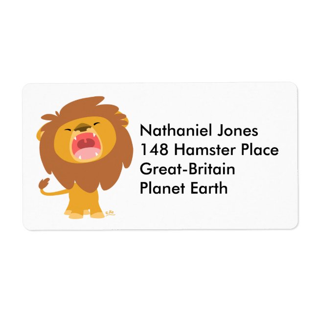 Cute Mighty Roaring Lejon Tecknad-etikett Fraktsedel (Framsidan)