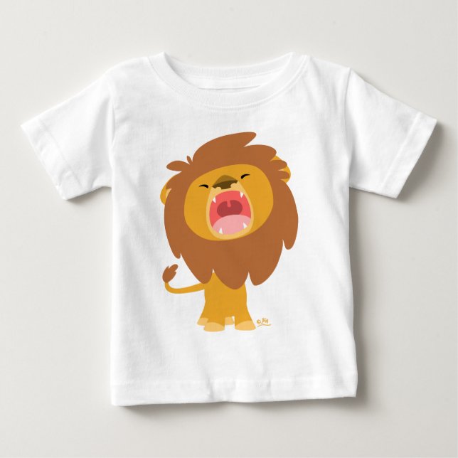 Cute Mighty Roaring Tecknad Lejonare Baby T-Shirt (Framsida)