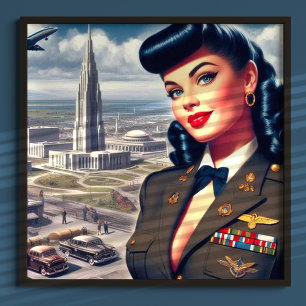 Cute Militär Pin-up Poster