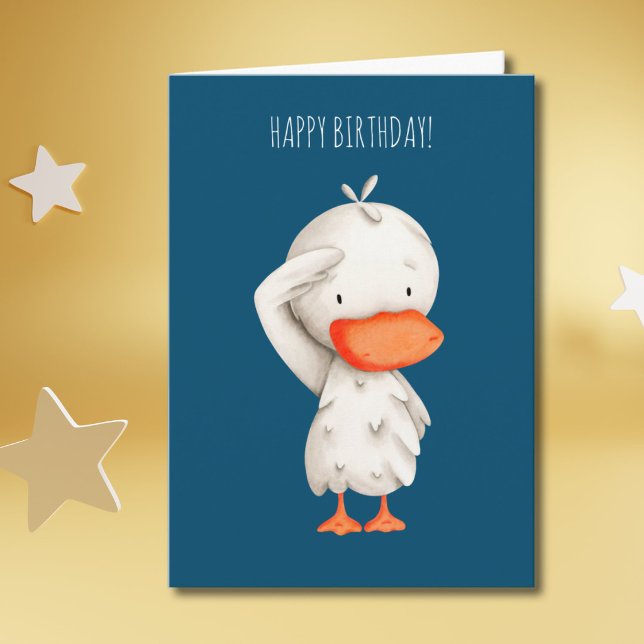 Cute Military Duck Saluting Birthday Kort (Skapare uppladdad)