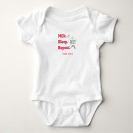 Cute "Milk. Sleep. Repeat." Baby Crib & Rainbow T Shirt