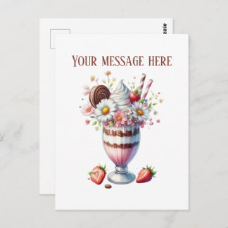 Cute milkshake add message business name  vykort