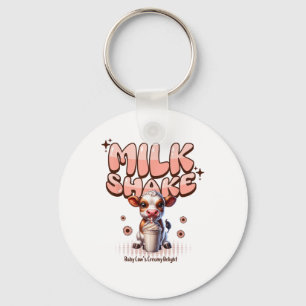 Cute Milkshake Älskare Little Calf Frozen Joghurt Nyckelring