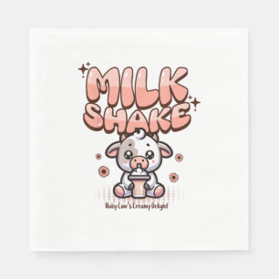 Cute Milkshake Älskare Little Calf Frozen Joghurt Pappersservett