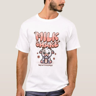 Cute Milkshake Älskare Little Calf Frozen Joghurt T Shirt