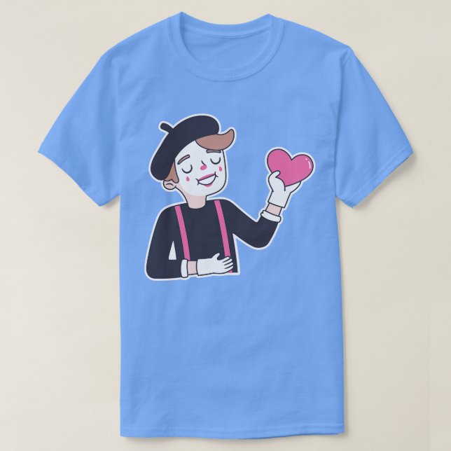 Cute Mime Heart Mitt hjärta T Shirt (Design framsida)