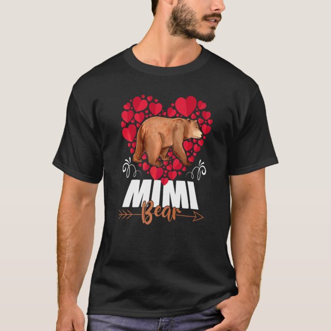 Cute Mimi Bear Heart Grandma Lycklig Mors dag W T Shirt (Framsida)