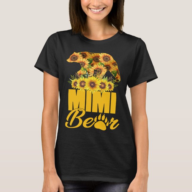 Cute Mimi Bear With Sunflowers Mom Happy Mothers D T Shirt (Framsida)