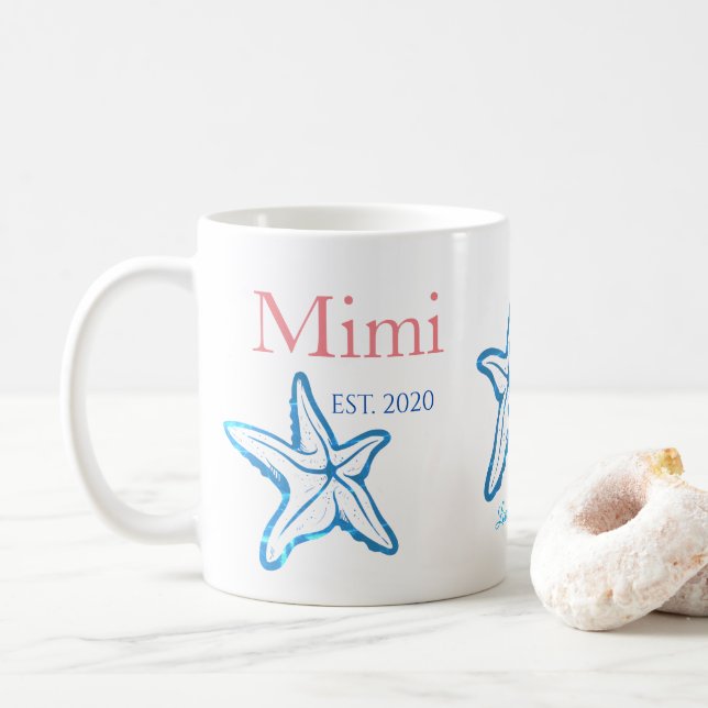 Cute Mimi Blue Starfish Beachy Coffee Mugg (Med munk)