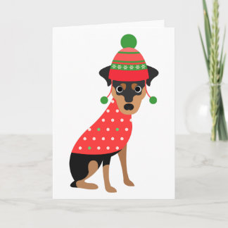 Cute Min Pin-Hund julkort Helgkort