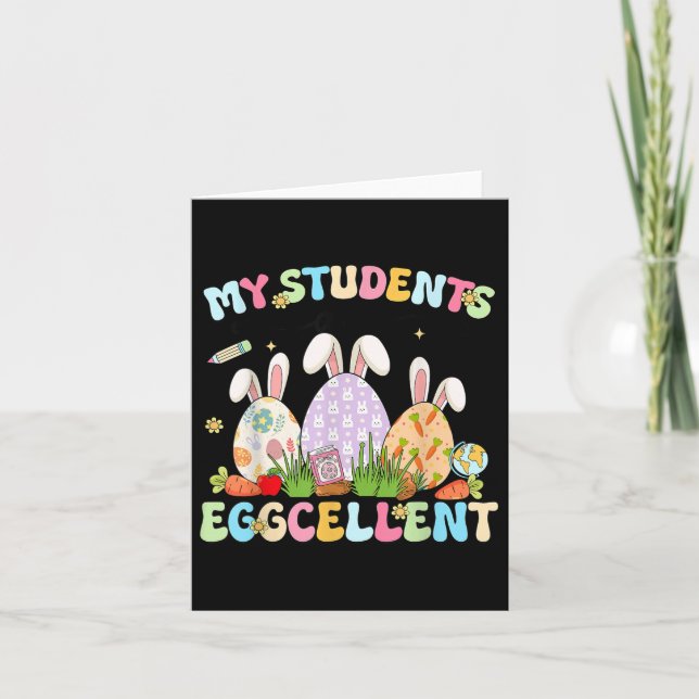 Cute Min Studenter är en utmärkt lärare i Påsk Bun Kort (Framsida)