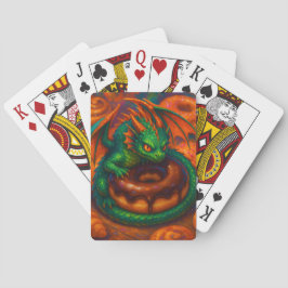Cute Mini Grönt Dragon & Donut Fantasy Art Casinokort