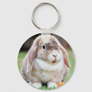 Cute Mini Holland Lop Bunny Rabbit Nyckelring