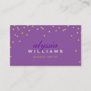 CUTE mini konetti guld sparkly glitter lila Visitkort