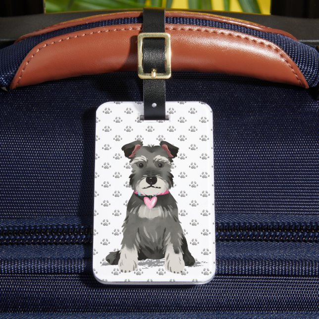 Cute Mini Schnauzer Girl Bagagebricka (Framsida Insitu 2)