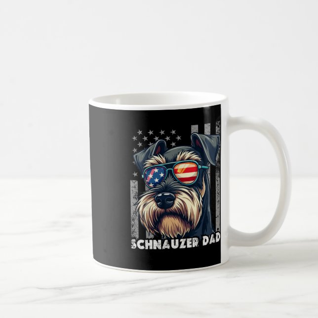 Cute Mini Schnauzer Pappa Hund Fars dag USA flagga Kaffemugg (Höger)