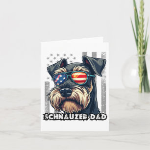 Cute Mini Schnauzer Pappa Hund Fars dag USA flagga Kort