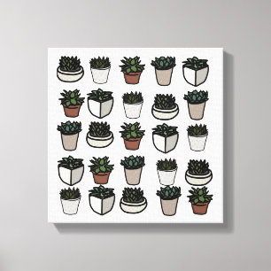 Cute mini succulent mönster canvastryck