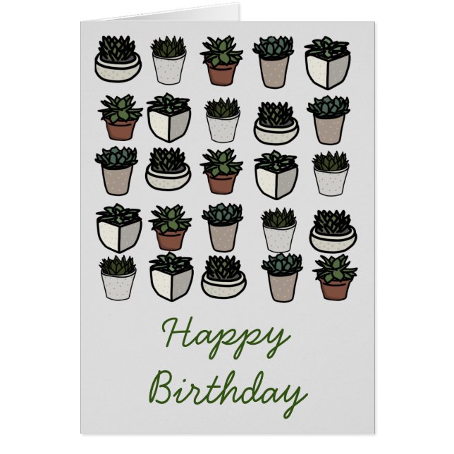 Cute mini succulent mönster hälsningskort (Framsidan)