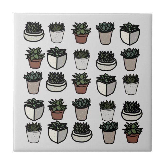 Cute mini succulent mönster kakelplatta (Framsidan)