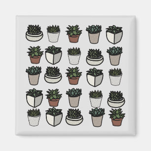 Cute mini succulent mönster magnet