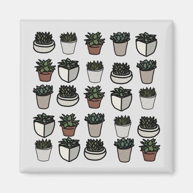 Cute mini succulent mönster magnet (Framsidan)