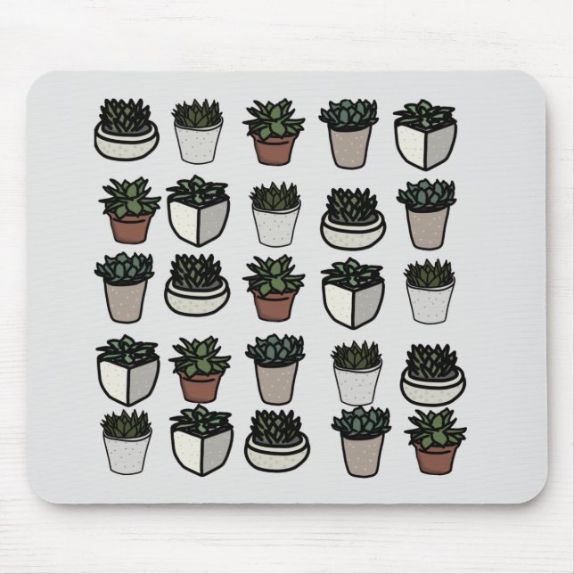Cute mini succulent mönster musmatta (Framsidan)