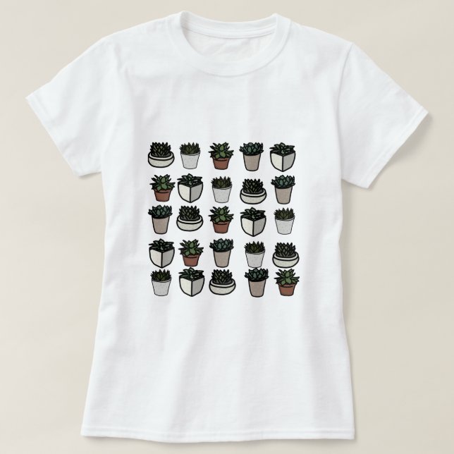 Cute mini succulent mönster t shirt (Design framsida)