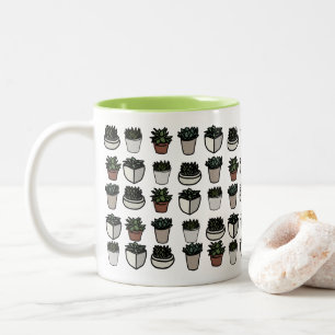 Cute mini succulent mönster Två-Tonad mugg