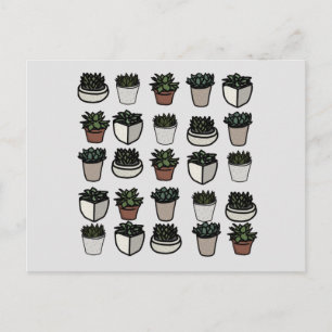 Cute mini succulent mönster vykort
