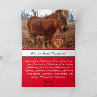 Cute Miniature Horse Valentine Pony och Heart Kort