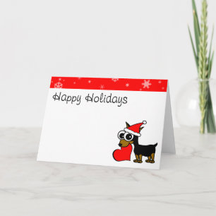 Cute Miniature Pinscher Santa Hat Lycklig Helgdag Helgkort
