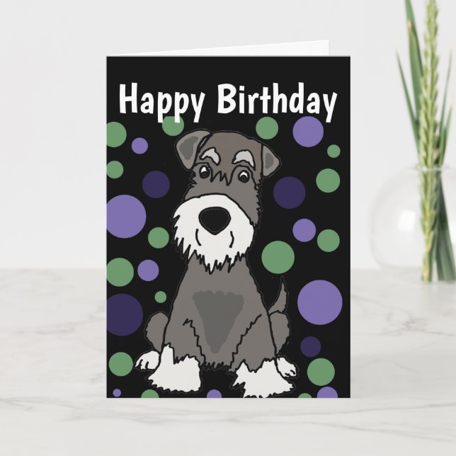 Cute Miniature Schnauzer Hund and Circle Mönster Kort (Framsida)