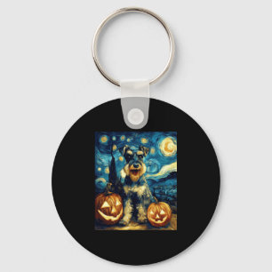 Cute Miniature Schnauzer Hund Halloween Jack O Lan Nyckelring