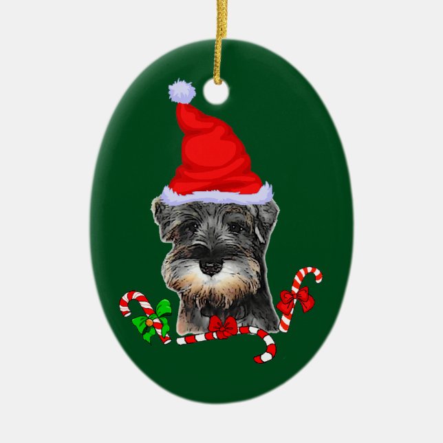 Cute Miniature Schnauzer jul Julgransprydnad Keramik (Framsidan)