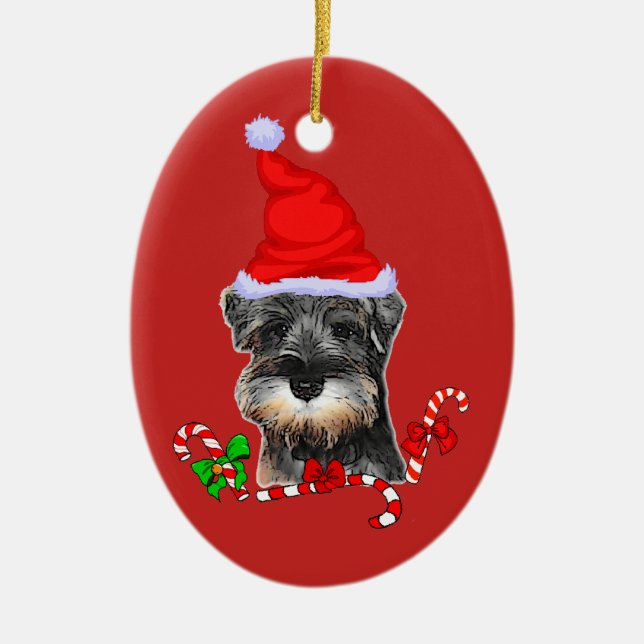 Cute Miniature Schnauzer jul Julgransprydnad Keramik (Framsidan)
