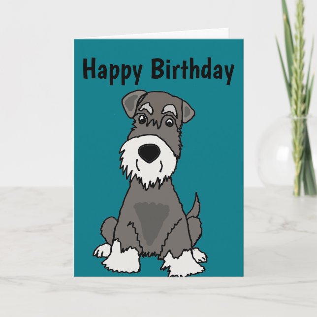 Cute Miniature Schnauzer Puppy Hund Art Kort (Framsida)